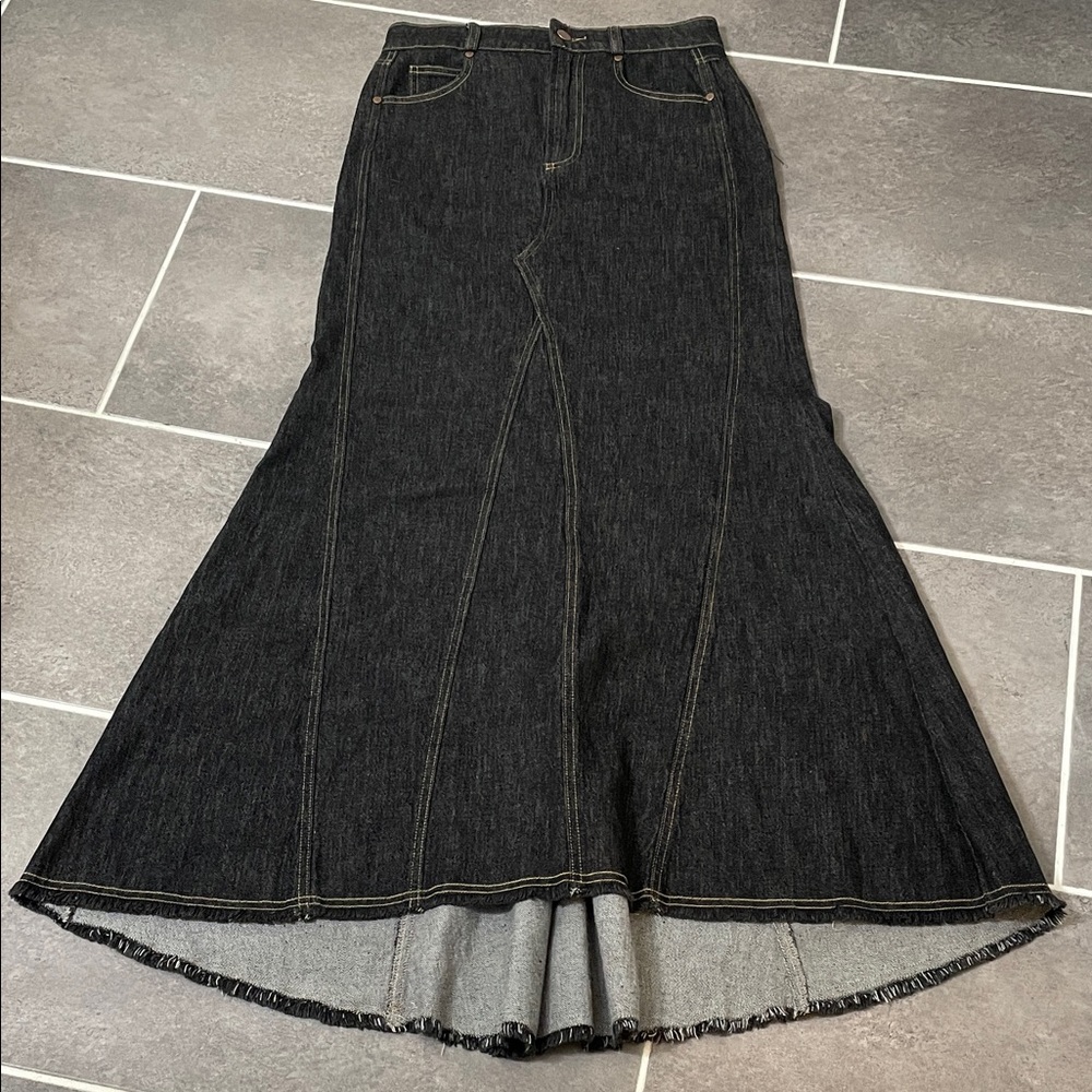 Pilcro Denim Puddle Maxi Skirt 2 - Picture 3 of 12